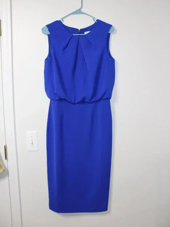 Women's Dress The Population Electric Blue Amada Sheath Sleeveless Dress - Picture 1 of 16